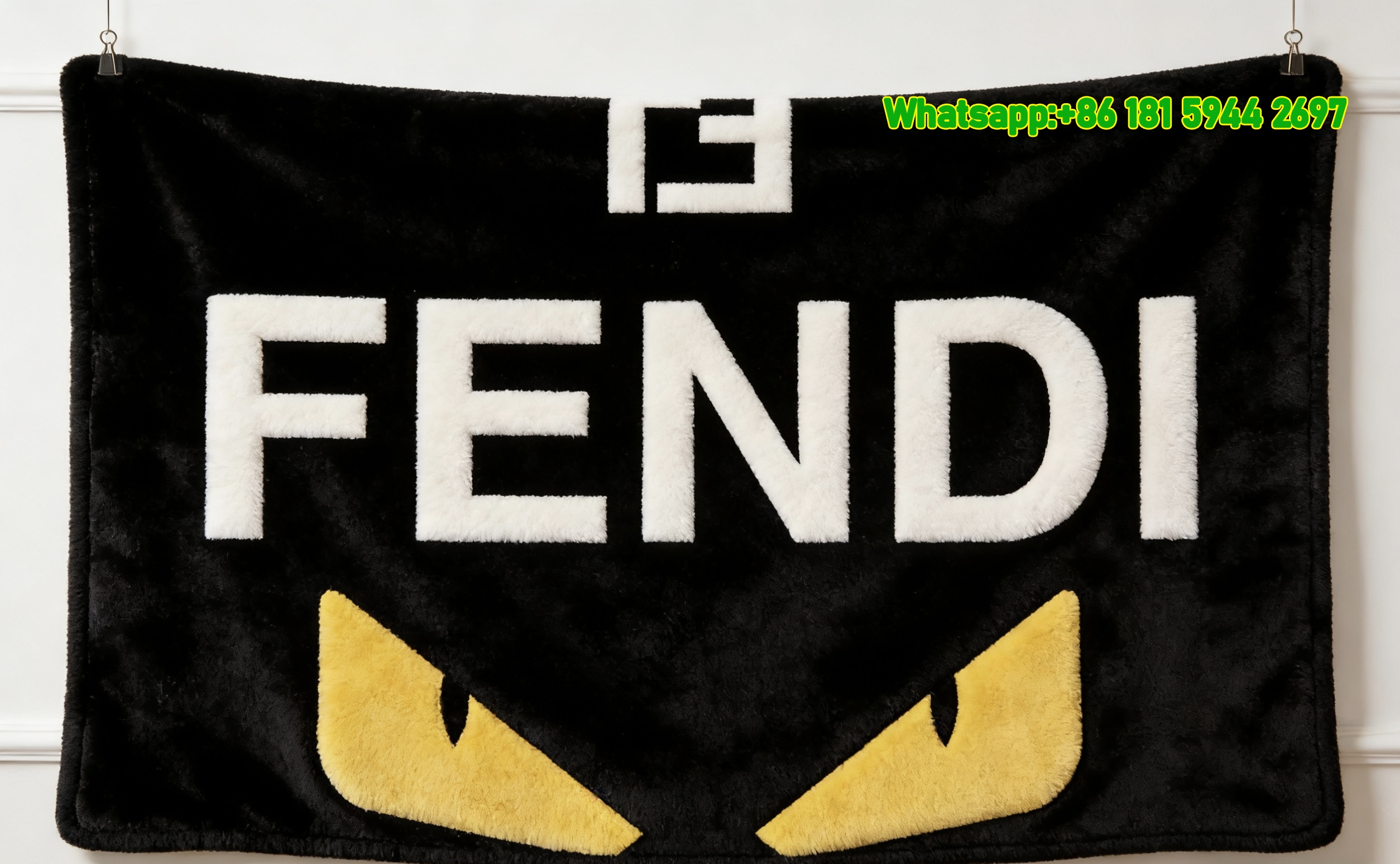 Black White & Yellow Fendi Monster Eyes Flannel Throw Blanket IMG_9317